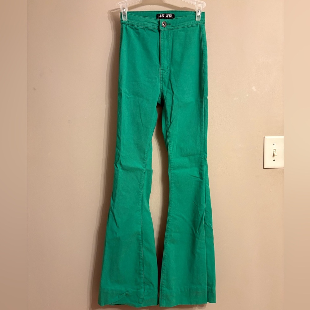 Beginning Boutique Emerald Green Flare Jeans